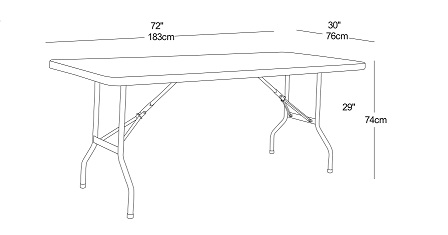 Mesa Retangular dobrável 1,83 m