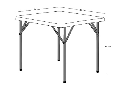 Mesa quadrada dobrável 86 cm